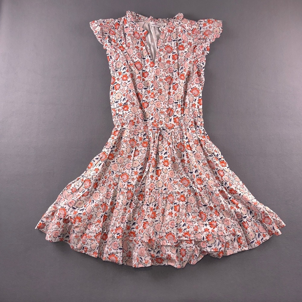Vineyard Vines White Floral Mini Dress with Pink & Orange Accents